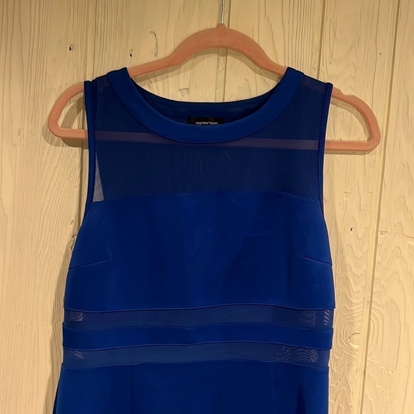 Spense Sleeveless Blue Dress Sheer Panels Size 8 - Picture 3 of 12
